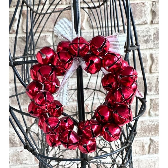 Vintage 90's Jingle Bells Ornament Red Christmas Hand Painted Metal New … - Picture 9 of 12
